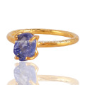 Tanzanite piedras preciosas y 18K oro Vermeil anillo de plata 925 al mejor precio